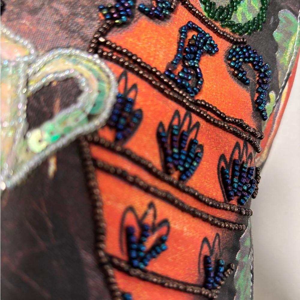 Artistic Multicolor Tote Bag Sequins Beaded Colorful - Picture 7 of 16